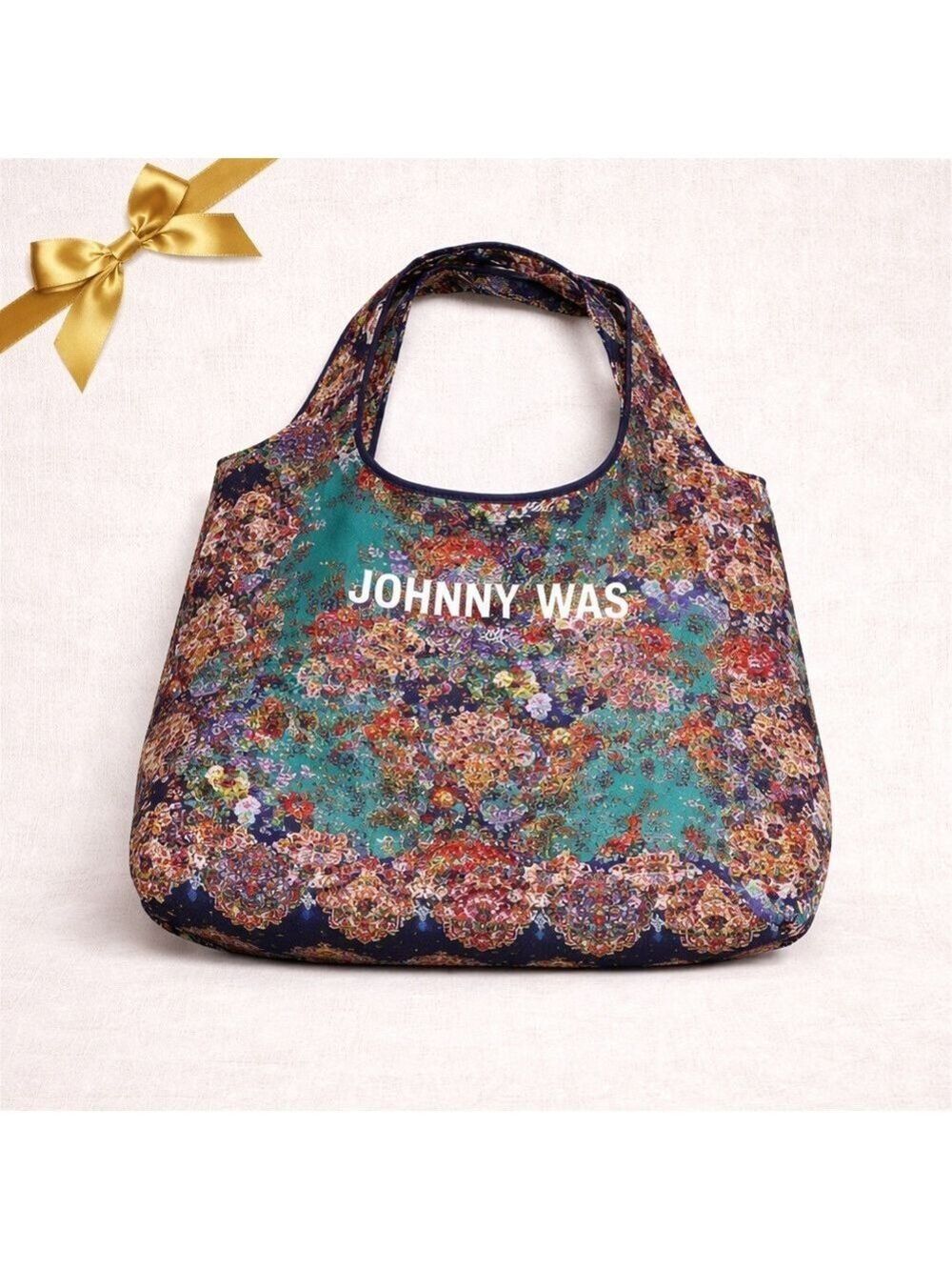 Johnny Was Foldable Floral Nylon Shopping Tote